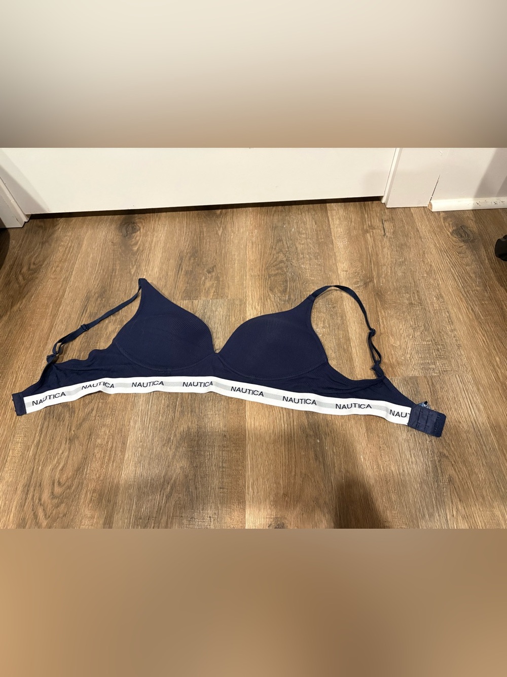 Nautica Navy Wireless Bra with Branded Elastic Band